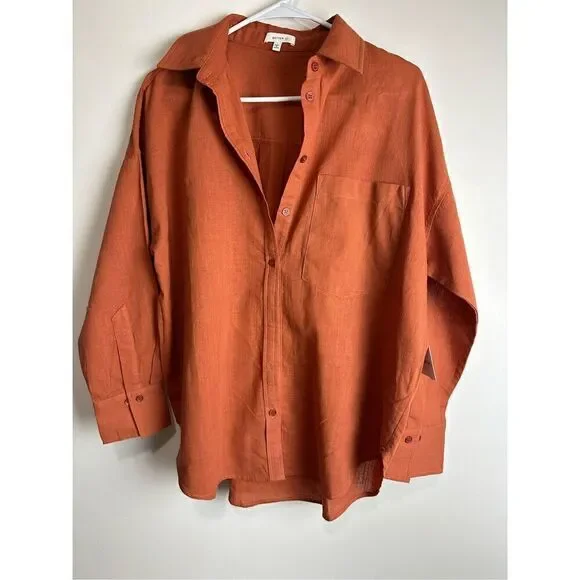 Rust Linen Shirt - Picture 4 of 6